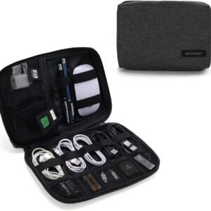 BAGSMART Electronics Organizer Travel Case, Small Cord Bag, Tech Organizer as Travel Accessories for Men Women, Cable Essentials for Phone, SD Card, Black
