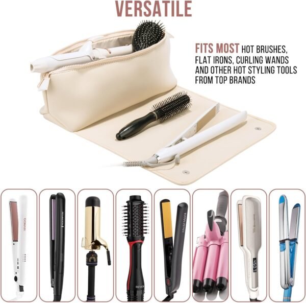BAREFOOT CARIBOU Hair Tools Travel Bag and Heat Resistant Mat for Flat Irons, Straighteners, Curling Iron, and Haircare Accessories, 2-in-1 design, with Interior Pockets, Portable Organizer - Image 5