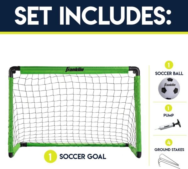 Franklin Sports Kids Mini Soccer Goal Set - Backyard + Indoor Mini Net and Ball Set with Pump - Portable Folding Youth Soccer Goal Set - Perfect Kids Toy Soccer Goal Set - 36" x 24" - Image 3