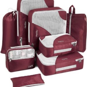 OlarHike 8 Set Packing Cubes for Travel, 4 Various Sizes(Extra Large,Large,Medium,Small), Luggage Organizer Bags for Travel Accessories Travel Essentials,For Carry on Suitcases (Burgundy)