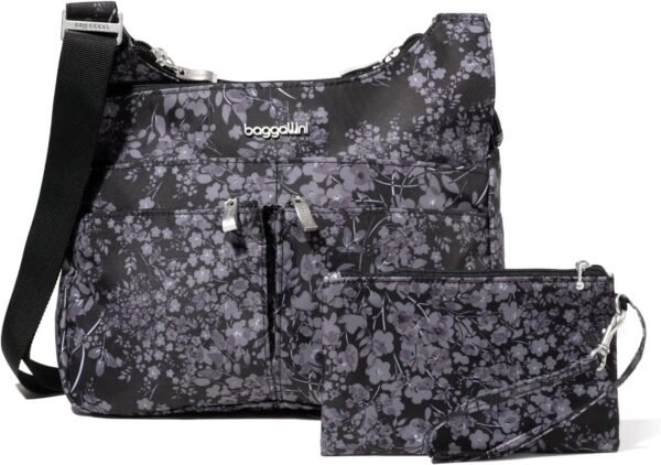 Baggallini Cross Over Crossbody Bag for Women - Lightweight Water Resistant Travel Bag- Adjustable Strap Extra Pockets