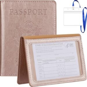 TIGARI Passport Holder Wallet, and Vaccine Card Combo, Slim Travel Accessories Bag for Women Men, Leather Cover Protector with Waterproof Slot