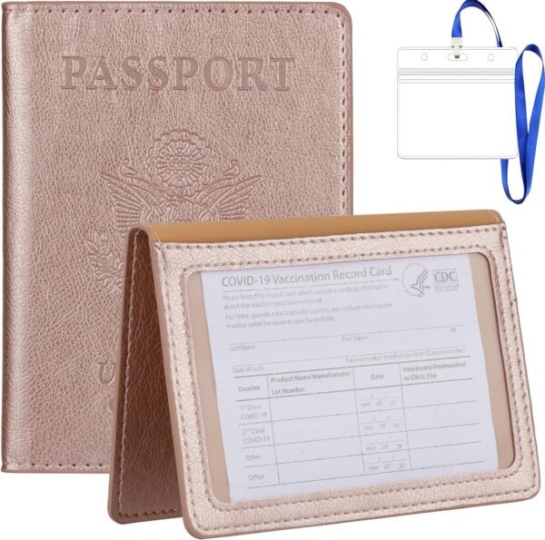 TIGARI Passport Holder Wallet, and Vaccine Card Combo, Slim Travel Accessories Bag for Women Men, Leather Cover Protector with Waterproof Slot