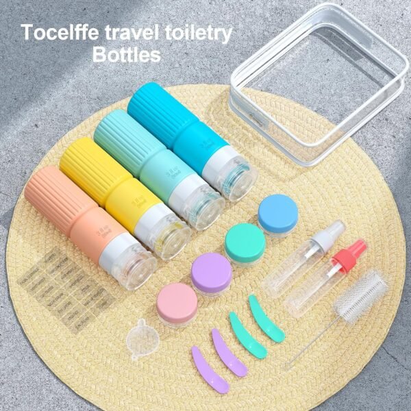 18pes Travel Bottles for Toiletries,TSA Approved Silicone Travel Containers jar for Toiletries,Leak Proof 3oz Refillable Liqus Shampoo And Conditioner Travel Essentials toiletry Bottles - Image 3