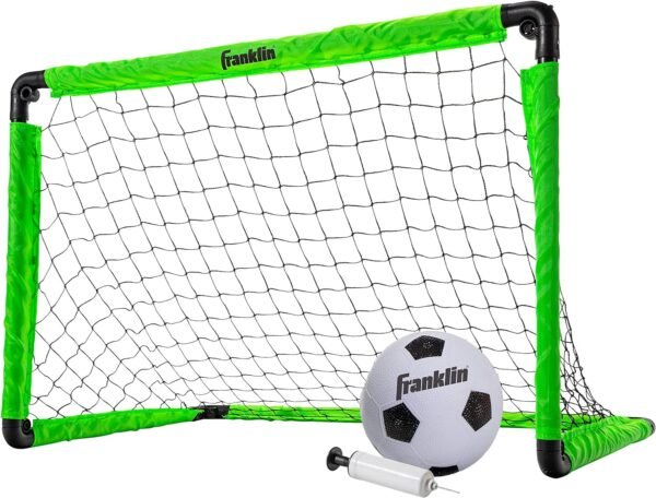Franklin Sports Kids Mini Soccer Goal Set - Backyard + Indoor Mini Net and Ball Set with Pump - Portable Folding Youth Soccer Goal Set - Perfect Kids Toy Soccer Goal Set - 36" x 24"